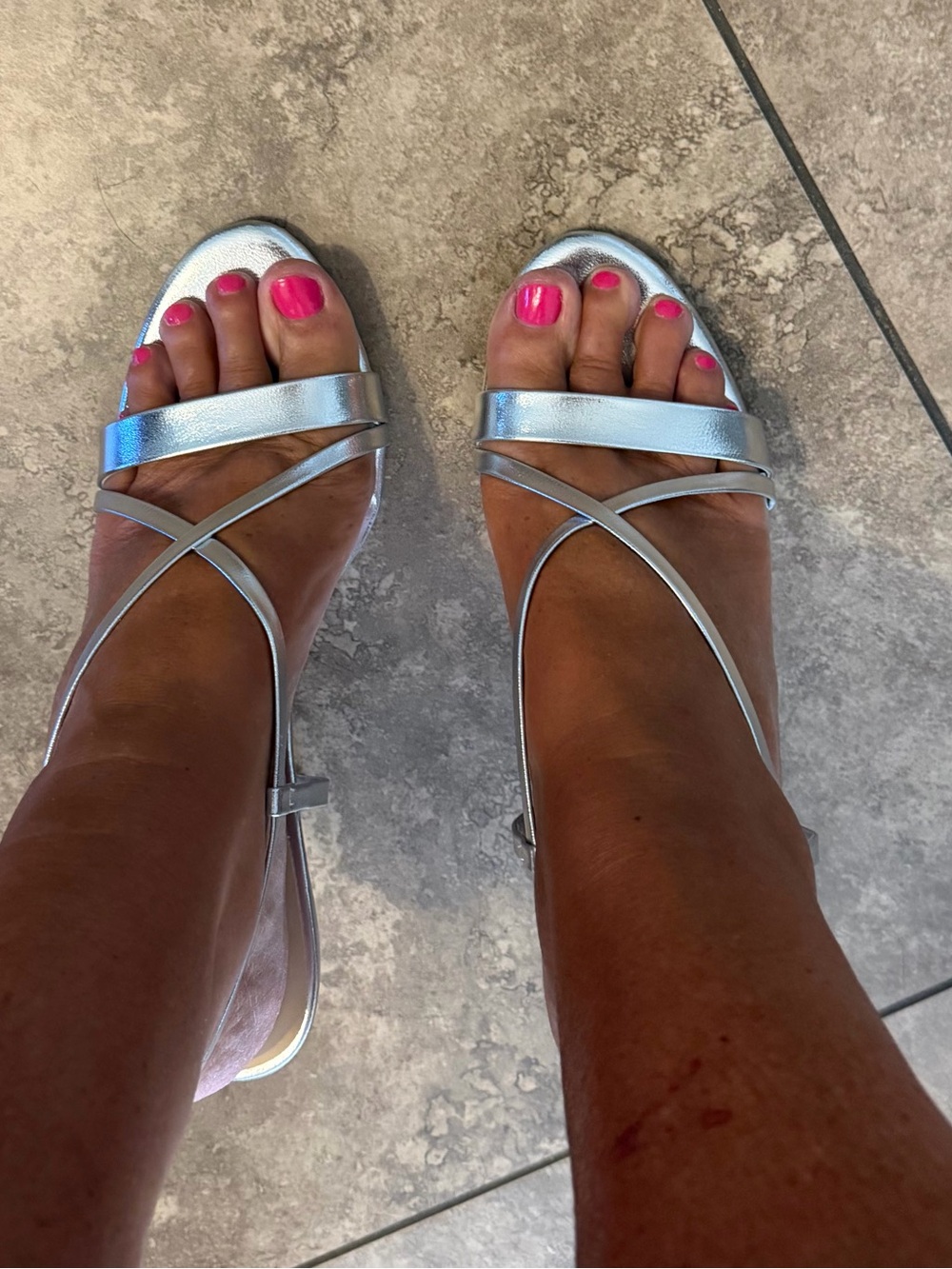 Anne Michelle Silver Metallic Strappy Heels
